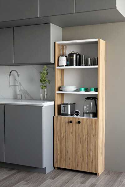 alpaevmobilya Kapaklı Çok Amaçlı Mutfak Dolabı 150x50x22 cm - Raflı Erzak Dol...