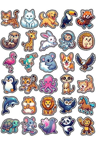 Store 30 Pieces Cute Chibi Animal Sticker Set - for Laptop, Notebook, Phone
