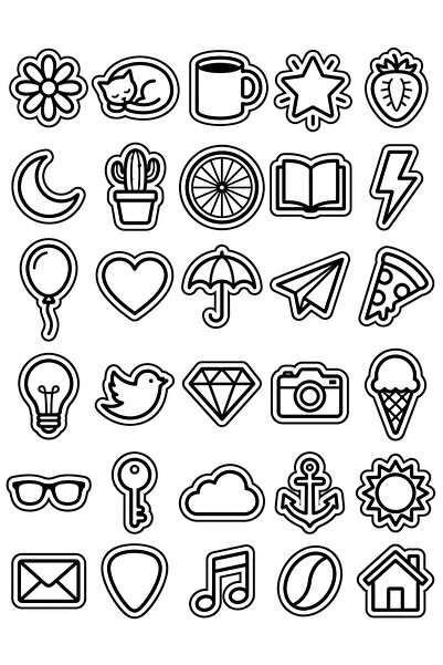 Store 30 Pieces Minimalist Black and White Doodle Sticker Set - for Laptop, N...