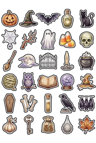 Store 30 Pieces Cute Watercolor Halloween Sticker Set - Laptop Notebook Agenda