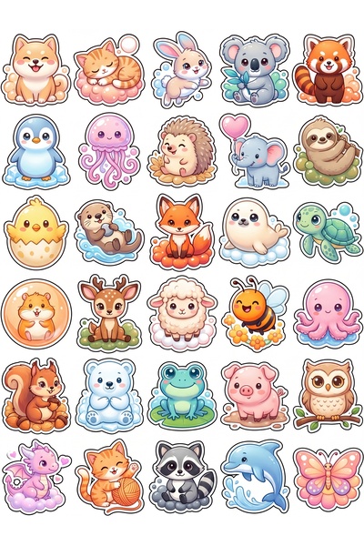 Store 30 Pieces Cute Animal Sticker Set - for Laptop, Notebook, Phone