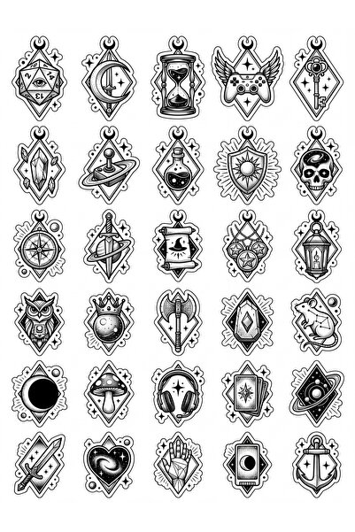 Store 30 Pieces Black and White Mystic Game Sticker Set - for Laptop, Noteboo...