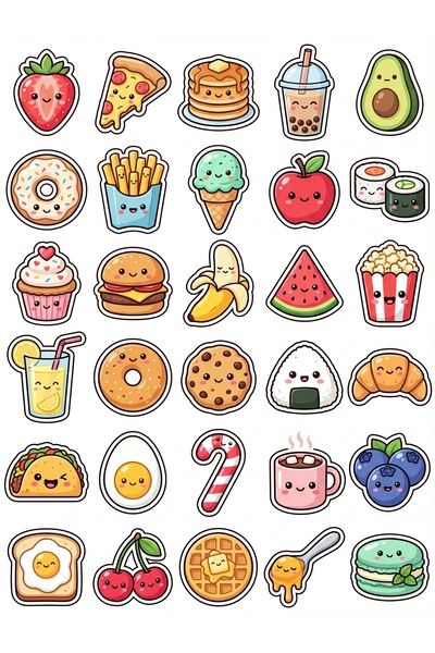 Store 30 Pieces Cute Food Sticker Set - Laptop Notebook Phone Water Bottle