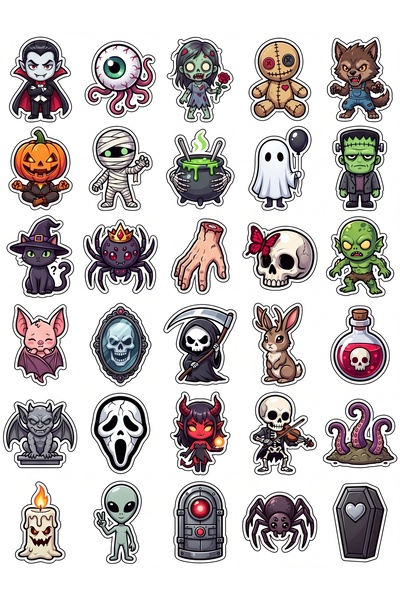 Store 30 Pieces Chibi Cute Horror Characters Sticker Set - for Laptop, Notebo...