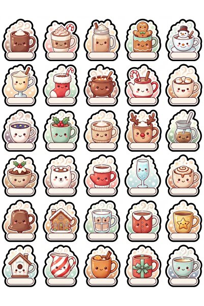 Store 30 Pieces Cute Winter Cup Sticker Set - Laptop Agenda Notebook