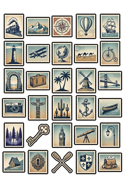 Store 30 Pieces Vintage Travel Stamp Sticker Set - Laptop Suitcase Agenda Not...