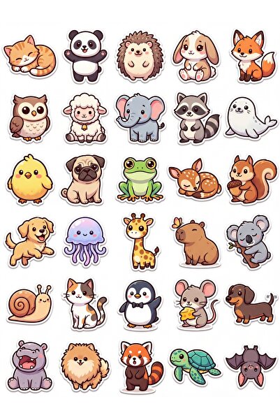 Store 30 Pieces Cute Animal Sticker Set - for Laptop, Notebook, Phone, Agenda
