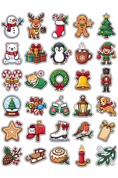 Store 30 Colorful Winter Themed Sticker Set - for Notebook Laptop Phone
