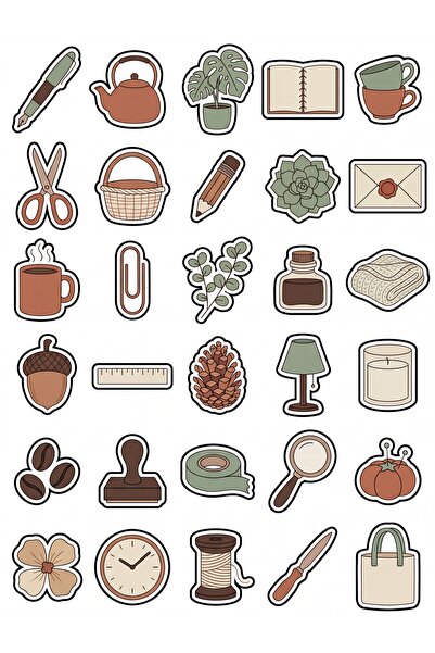 Store 30 Pieces Minimalist Aesthetic Stationery Sticker Set - for Laptop, Age...