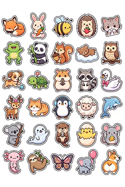 Store 30 Pieces Cute Animal Sticker Set - for Laptop, Notebook, Phone