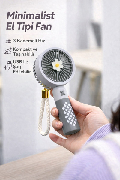 MO DOU Anahtarlıklı Mini El Fanı 3 Kademeli USB Şarjlı Taşınabilir Sessiz Van...