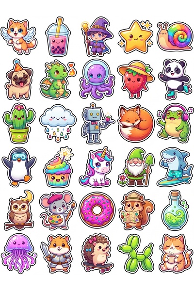 Store 30 Pieces Cute Characters Sticker Set - Laptop, Notebook, Phone, Water ...