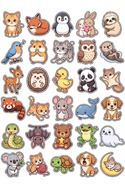 Store 30 Pieces Cute Animals Sticker Set - for Laptop, Notebook, Phone