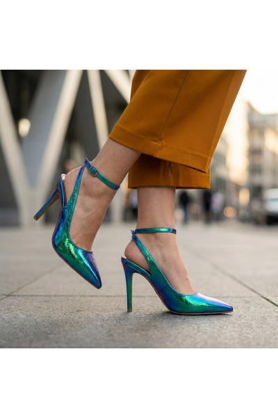 Letafia Λαμπερά Ολογραφικά Παπούτσια με Τακούνι