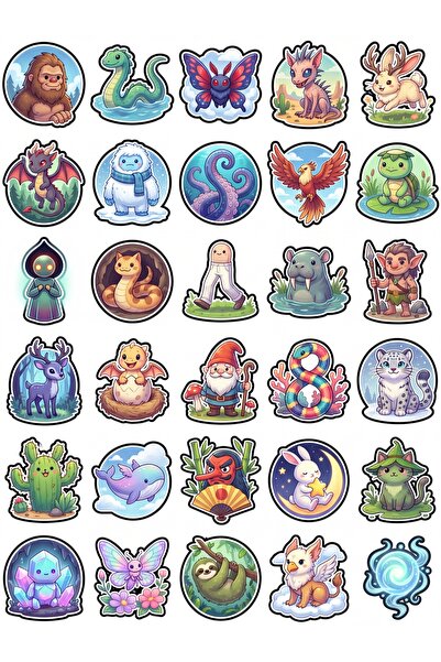 Store 30 Pieces of Cute Mythological Creature Sticker Set - for Laptop, Noteb...