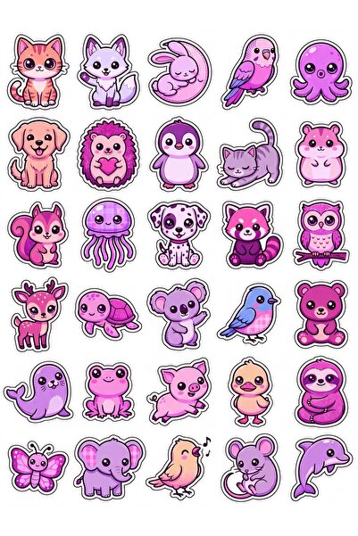 Store 30 Pieces Cute Animal Sticker Set - for Laptop, Notebook, Phone, Agenda