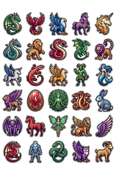 Store 30 Pieces Aesthetic Mythological Creatures Sticker Set - Laptop Noteboo...