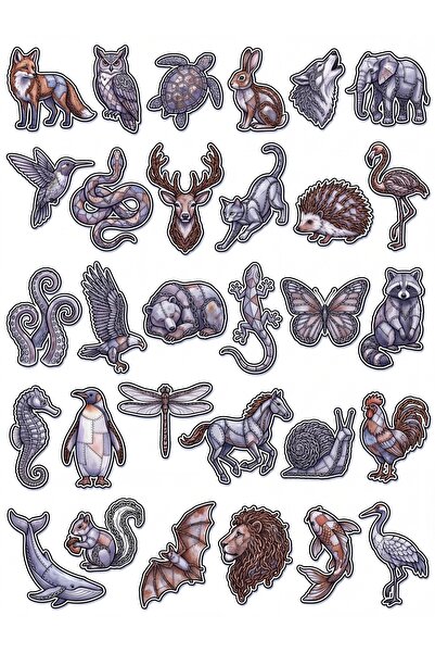 Store 30 Pieces Surreal Watercolor Animal Sticker Set - for Laptop, Notebook,...