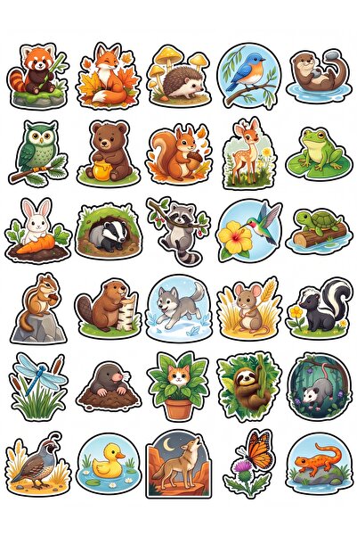 Store 30 Pieces Cute Nature Animals Sticker Set - for Laptop, Notebook, Agend...