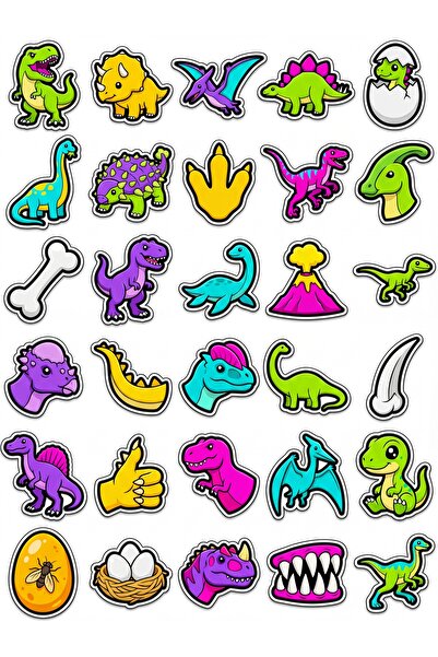 Store 30 Pieces Cute Colorful Dinosaur Sticker Set - for Laptop, Notebook, Phone