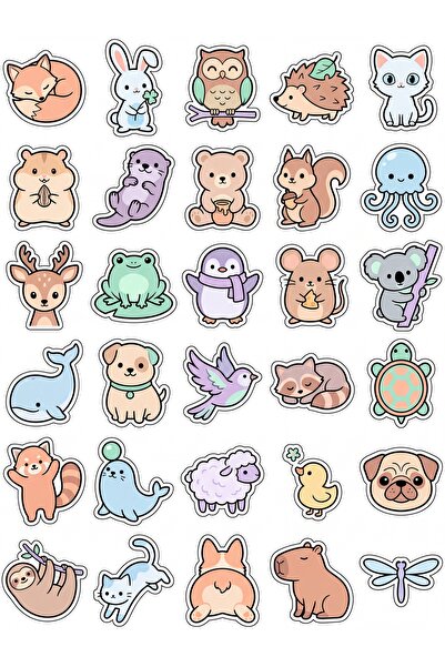 Store 30 Pieces Cute Animal Sticker Set - for Laptop, Notebook, Phone, Agenda