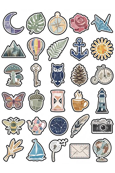Store 30 Pieces Vintage Postage Stamp Themed Sticker Set - for Laptop, Notebo...