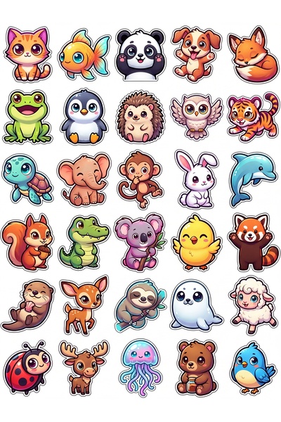 Store 30 Pieces Cute Animal Sticker Set - for Laptop, Notebook, Phone, Agenda