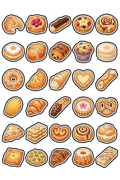 Store 30 Pieces of Aesthetic Patisserie Desserts Sticker Set - for Agenda, La...