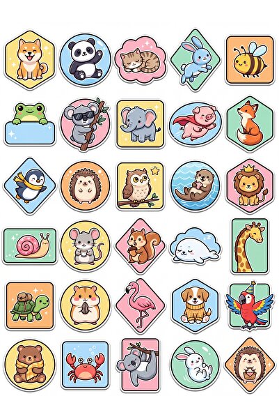 Store 30 Pieces Cute Animals Sticker Set - Laptop Notebook Phone Agenda