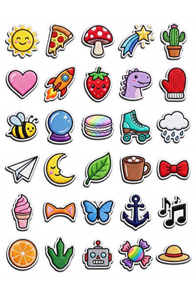 Store 30 Pieces of Cute Object Sticker Set with Patch Effects - for Laptop, P...