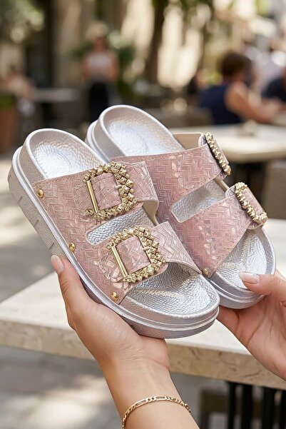 CARLA BELLA Γυναικείες παντόφλες Premium με χρυσή αγκράφα, κομψό σχέδιο, άνετ...