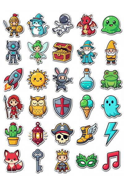 Store 30 Pieces Cute Chibi Fantastic Character Sticker Set - Laptop Phone Agenda
