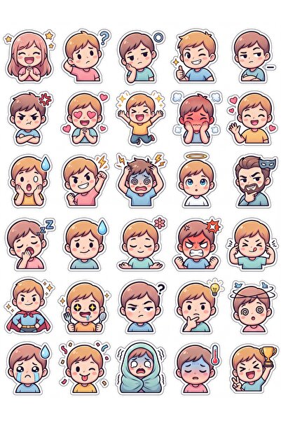 Store 30 Pieces Cute Emoticon Sticker Set - for Laptop, Notebook, Phone