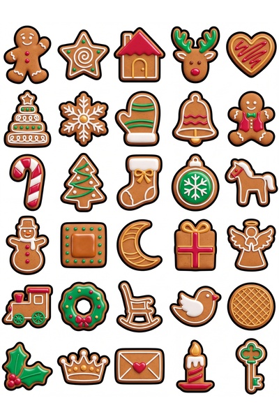 Store 30 Pieces 3D Christmas Cookie Sticker Set - for Laptop, Agenda, Phone