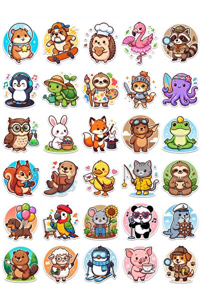 Store 30 Pieces Cute Animal Sticker Set - for Laptop, Phone, and Notebook
