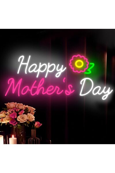 Slasa Happy Mother's Day LED Neon Sign 21x46 cm Multicolor Light with 6mm Acr...