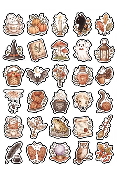 Store 30 Pieces Aesthetic Watercolor Autumn Sticker Set - for Laptop, Noteboo...