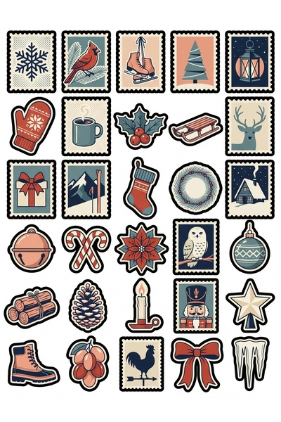 Store 30 Pieces Vintage Winter Themed Sticker Set - for Agenda Notebook Laptop