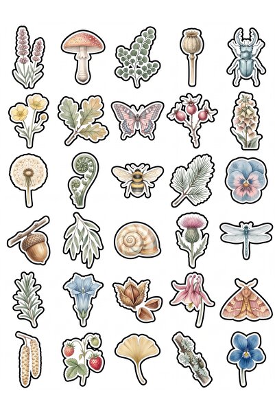 Store 30 Pieces Vintage Botanical Nature Sticker Set - Laptop Agenda Scrapboo...