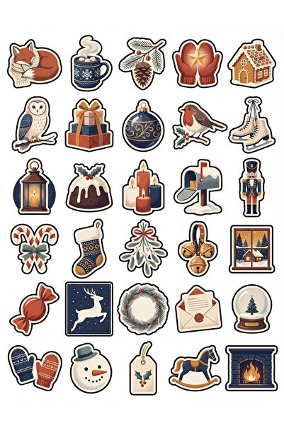 Store 30 Pieces Vintage New Year Postage Stamp Sticker Set - for Laptop, Agen...