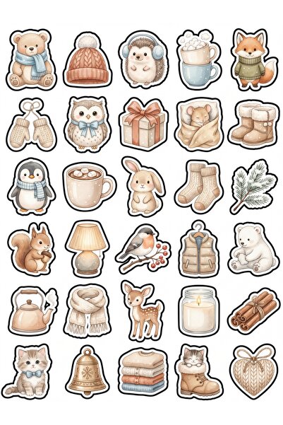 Store 30 Pieces Aesthetic Watercolor Winter Themed Sticker Set - Laptop Agend...