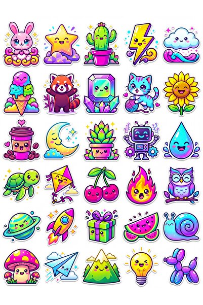 Store 30 Pieces Positive Energy Sticker Set - Shiny Design for Laptop, Notebo...