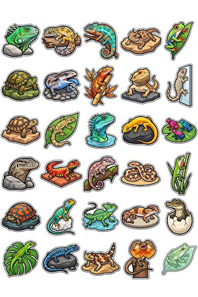 Store 30 Pieces of Vivid Exotic Reptile Sticker Set - for Laptop, Notebook, W...