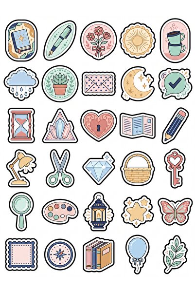 Store 30 Pieces of Aesthetic Pastel Motivational Sticker Set - for Agenda Pla...