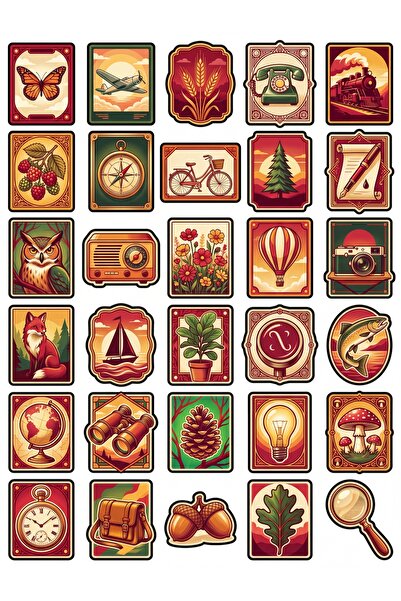 Store 30 Pieces Nostalgic Postage Stamp Design Sticker Set - Vintage Pack for...