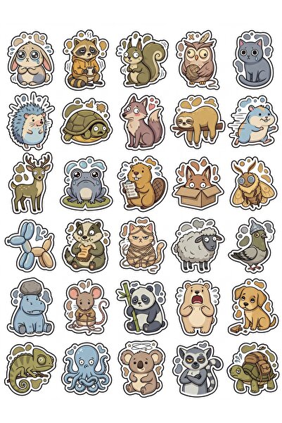 Store 30 Pieces Humorous Cartoon Animal Sticker Set - for Laptop, Notebook, P...