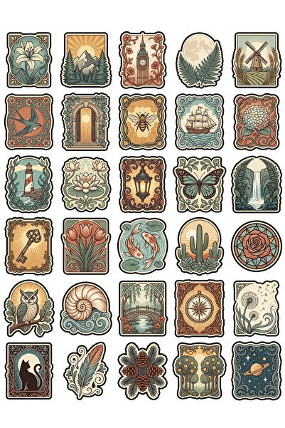 Store 30 Pieces Vintage Botanical Sticker Set - for Agenda, Laptop, Scrapbook