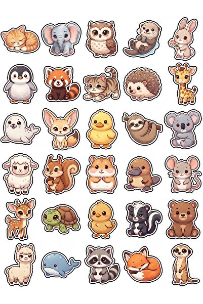Store 30 Pieces of Baby Animal Sticker Set - for Laptop, Notebook, Phone, Sui...