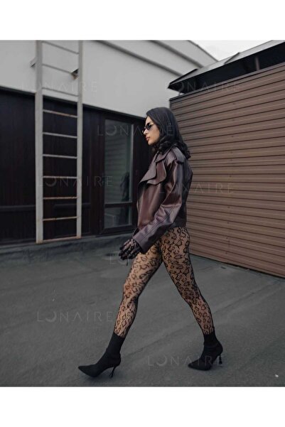 miss love fantasy Kadın Özel Bölgesi Kapalı Eldivenli Leopar Boydan Çorap