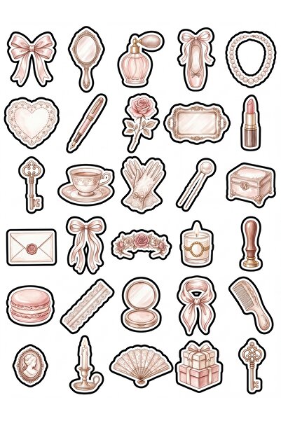 Store 30 Pieces of Elegant Vintage Objects Sticker Set - Agenda Scrapbook Laptop
